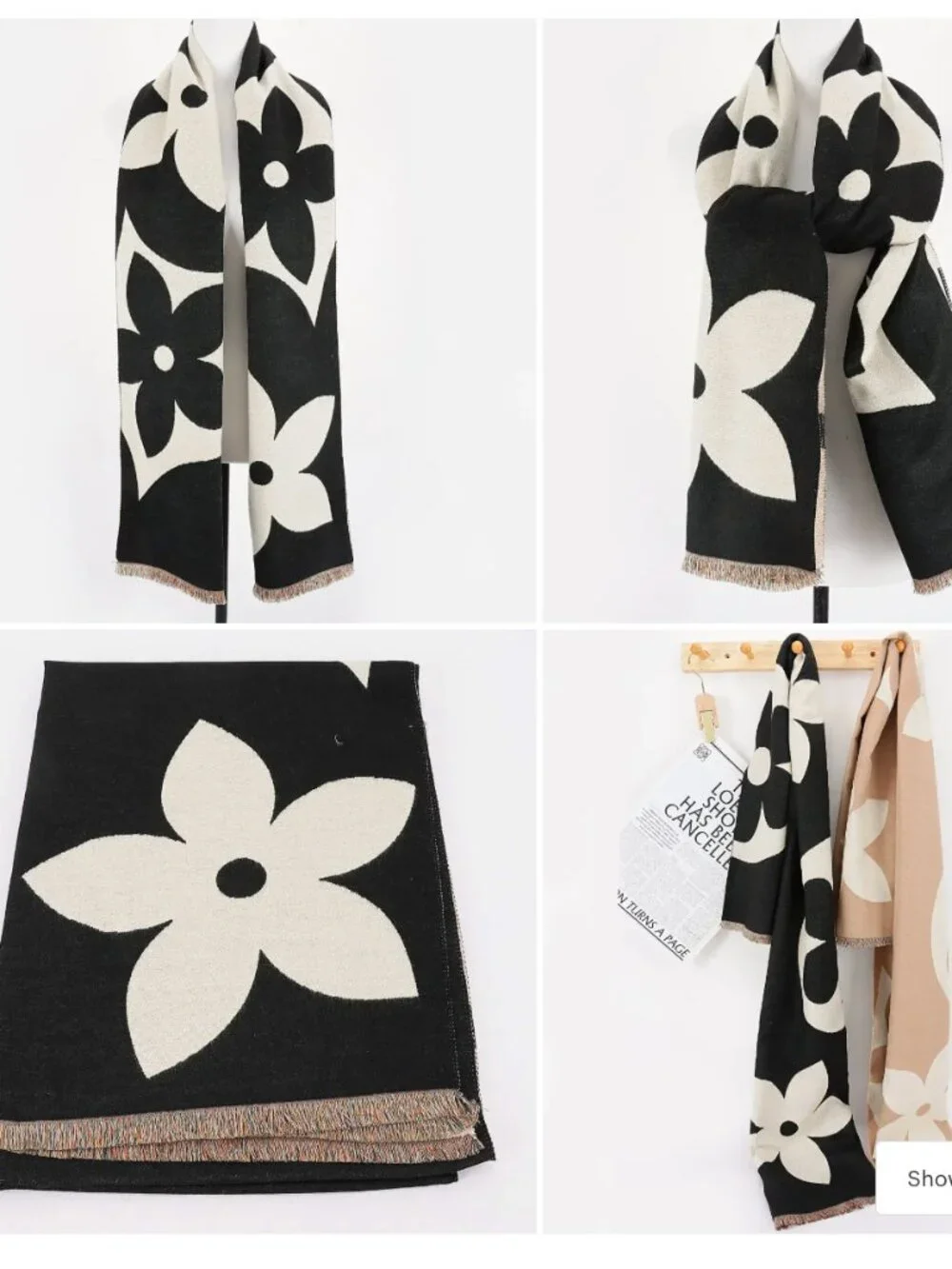 Multi Print Scarf Black